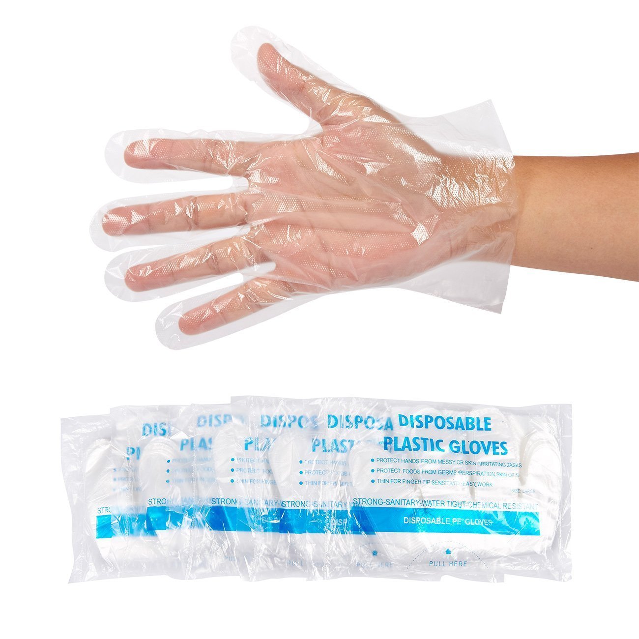 Disposable Food Prep Gloves - 500 Piece Plastic Food Safe Disposable Gloves, Food Handling, Transparent, One Size Fits Most