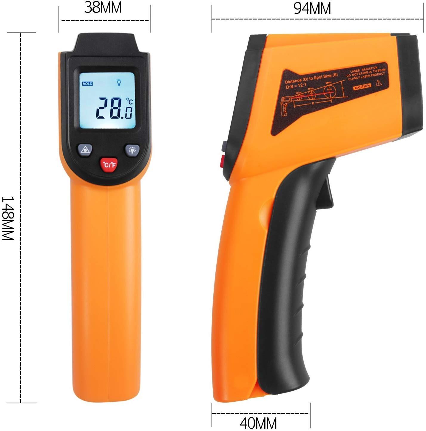 Kizen GM400 Infrared Thermometer Non-Contact Digital Laser Temperature Gun with LCD Display