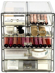 Sorbus Cosmetics Makeup and Jewelry Big Storage Display-Stylish Vanity, Bathroom Case, 4 Large, 2 Small Drawers, Clear