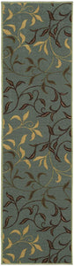 Ottomanson Otto Home Contemporary Leaves Design Modern Area Rug Hallway Runner, 2'7" X 9'10", Sage Green/Aqua Blue