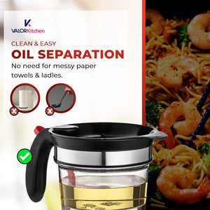 Fat Separator With Bottom Release, 4 Cup Gravy Separator for Cooking with  Oil Strainer, Kitchen Gadgets Grease Separator Packaged with a 3-in-1