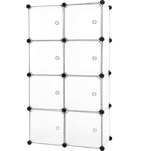 C&AHOME 8 Cube Storage Organizer Toy Rack Cabinet Wardrobe DIY Black Closet with White Doors