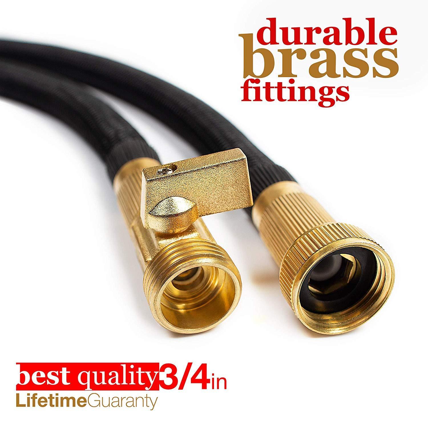 Nifty Grower 100ft Garden Hose - All New Expandable Water Hose with Double Latex Core, 3/4" Solid Brass Fittings, Extra Strength Fabric - Flexible Expanding Hose with Metal 8 Function Spray Nozzle