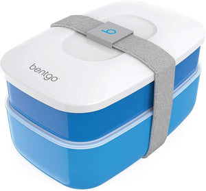Bentgo Classic - All-in-One Stackable Bento Lunch Box Container - Sleek and Modern Bento-Style Design Includes 2 Stackable Containers, Built-in Plastic Utensil Set, and Nylon Sealing Strap (Gray)