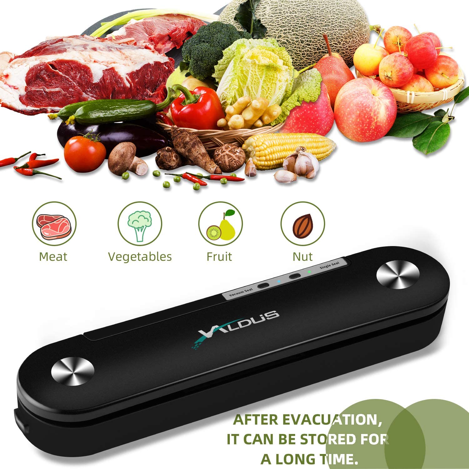 GOITNG Black Vacuum Sealer Machine with 20 Pcs Vacuum Bags Automatic Food Sealers Machine Vacuum Packing Machine for Food Preservation Storage