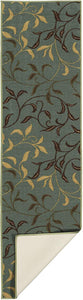 Ottomanson Otto Home Contemporary Leaves Design Modern Area Rug Hallway Runner, 2'7" X 9'10", Sage Green/Aqua Blue