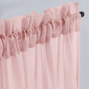 2 Panel Sheer Curtains White 84 inch Living Room Drapes Window Curtain Voile Sheers Linen Textured