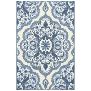Maples Rugs Kitchen Rug - Vivian 2.5 x 4 Non Skid Small Accent Throw Rugs [Made in USA] for Entryway and Bedroom, 2'6 x 3'10, Blue