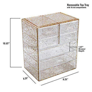 Sorbus Cosmetics Makeup and Jewelry Big Storage Display-Stylish Vanity, Bathroom Case, 4 Large, 2 Small Drawers, Clear