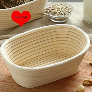 Banneton Bread Proofing Basket 8.5 inch Round Natural Rattan Cane Brotform with Linen Liner 2 Pack+ One Rubber Scraper+ One Silicone BBQ Brush by XUANNIAO